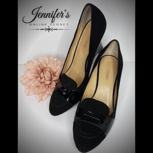 Joan & David Women's Black Manni Suede Loafer Wedges Size 8M